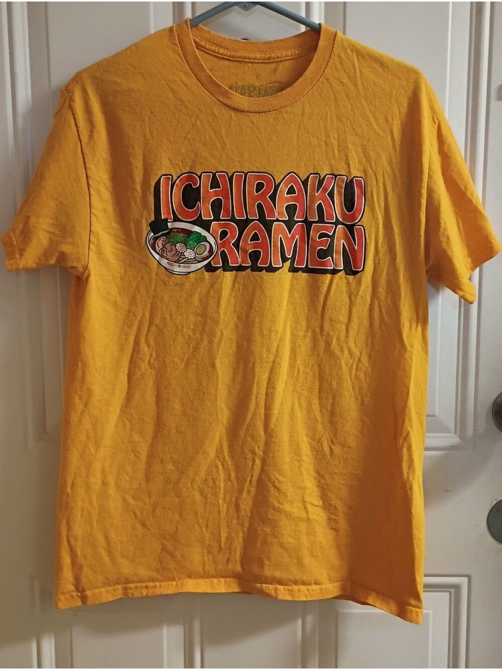 2/$10 Naurto Anime Ramen Men's Yellow Graphic T-Shirt Medium
